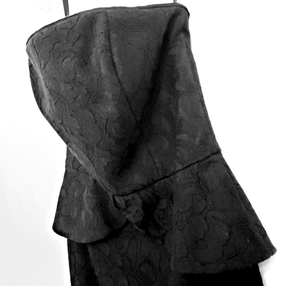 Nwot White House Black Market Strapless Black Lace Peplum Dress - Picture 5 of 16